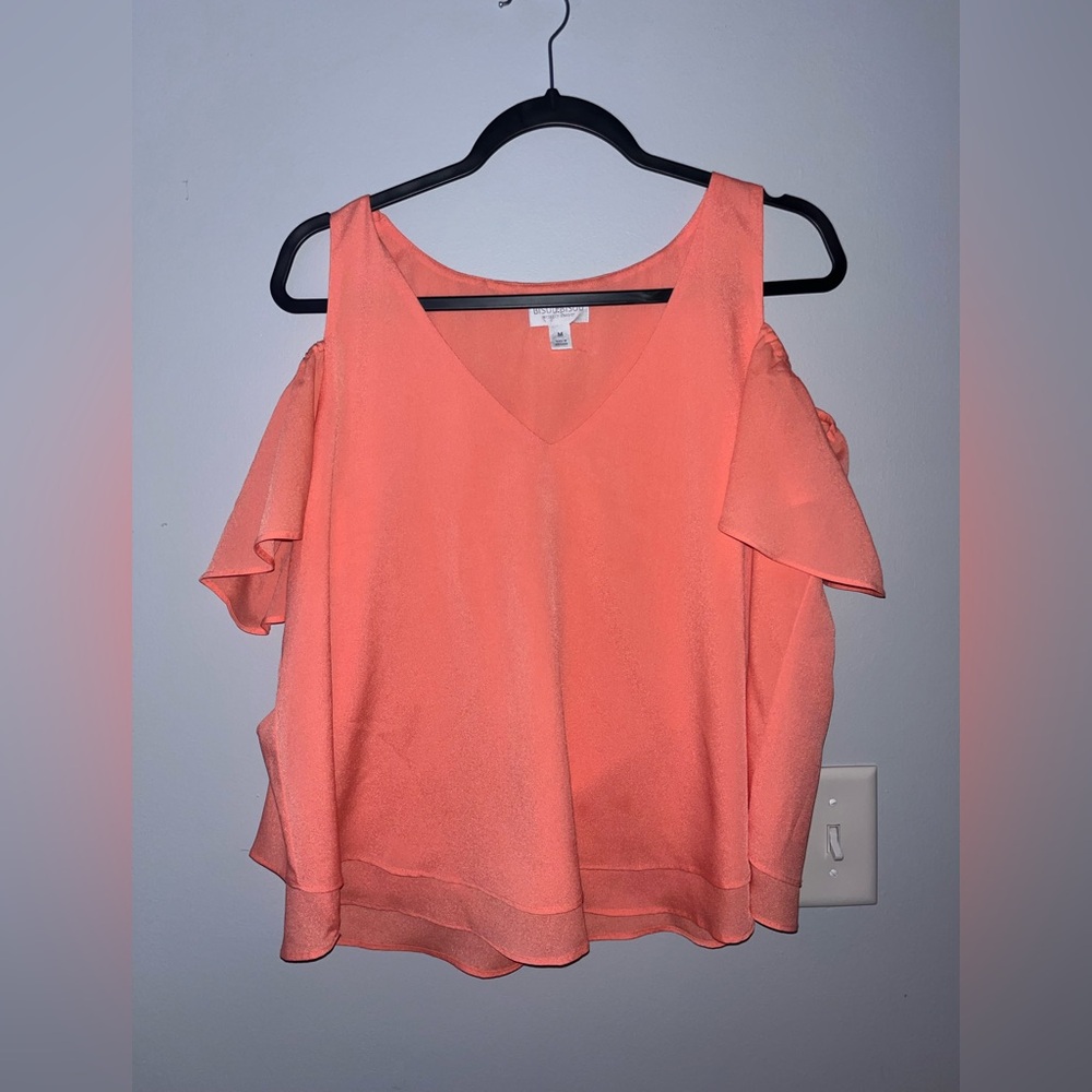 Bisou Bisou Peach Cold Shoulder Blouse